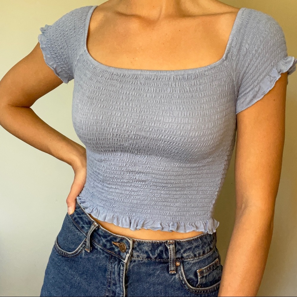 Light Blue Ruffled Top - Picture 1 of 3